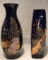 (2) Japanese Cobalt Blue Vases with Gold Trim -