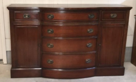 Vintage Mahogany Sheraton Style Buffet, Brass