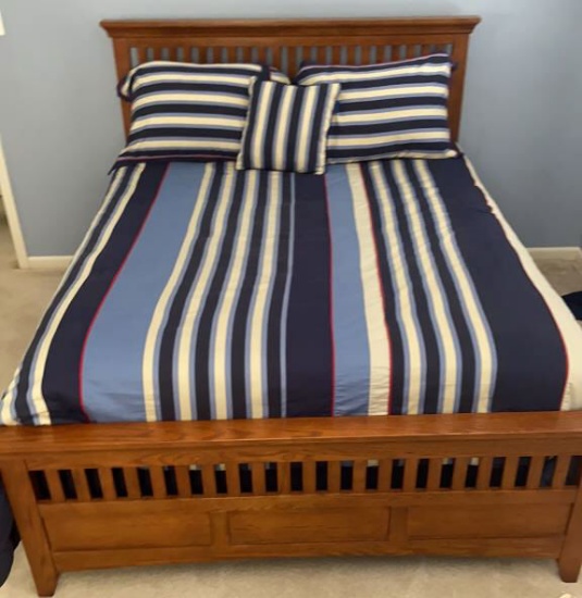 Queen Size Bed with King Size Dockers Comforter, Sheets,