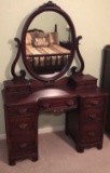 Vintage Mahogany Vanity with Swing Mirror, Hand