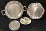 (4) Silverplate Items: Round 2-Handle 15