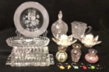 Assorted Glassware/Crystal: Covered Butter Dish,