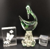 Vintage Murano Hand Blown Green and Clear