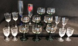 (6) West German Wine Glasses, Assorted Stemware,