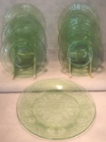 Assorted Green Depression Glass:  11 3/8