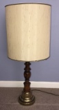 Wood and Brass Table Lamp 32” H to top of Shade