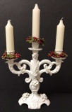 3-Branch Blanc de Chine Ceramic Candleholder-