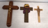 (3) Crosses: (1) 4-Piece Religious Classic Wooden