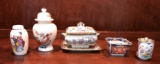 (5) Asian Decorative Items: 8 1/2” H Ginger Jar,