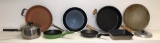 (5) Skillets, 3  1/4 Quart Covered Pot,