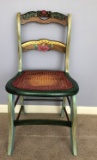 Hand Painted Wooden Chair with Cane Seat