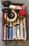 Assorted Tubes of Caulk,Paint Rollers, Paint