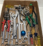 Box of Assorted Hand Tools Including Wrenches,