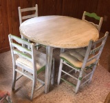 Painted Drop Leaf Table & (4) Chairs--45