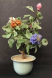 Chinese Carved Jade Flower Tree--13