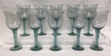 Set of 10 - 9 1/2” Aqua Footed Goblets,