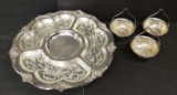 6 Pc. Silver Plate including 17” Lazy Susan Tray