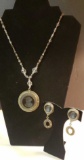 Extasia Cameo Necklace & Clip Earrings