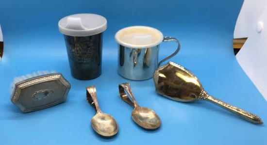 Assorted Silver Plate Baby Items:  Baby Cup