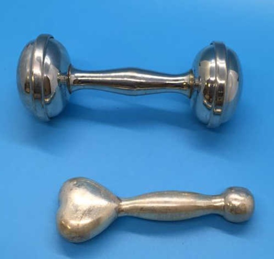 Sterling Silver Baby Rattle marked "Mexico 925" &