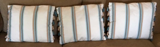 (3) Custom Made Throw Pillows 16 1/2” x 13 1/4”