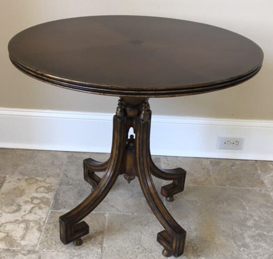 Round Occasional Table, Hand Rubbed Inlaid