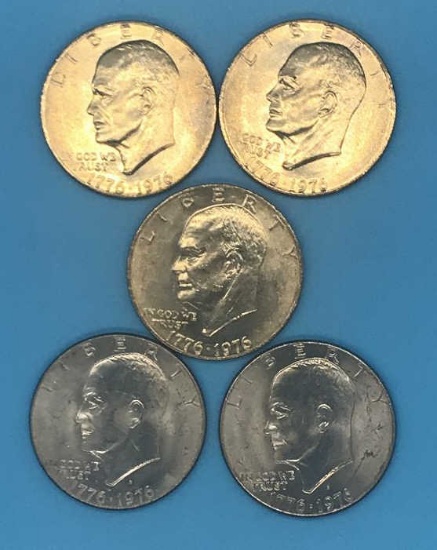 (5) U. S. Bicentennial Eisenhower Silver Dollars