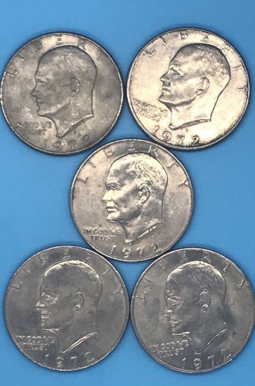 (5) 1972 U. S. Eisenhower Silver Dollars--(2)