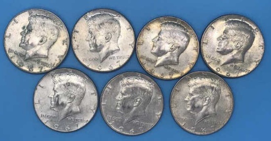 (7) 1967 U. S. Kennedy Half Dollars