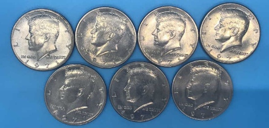 (7) 1971 U. S. Kennedy Half Dollars:  (3) with D