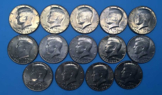 (14) American Bicentennial Kennedy Half Dollars: