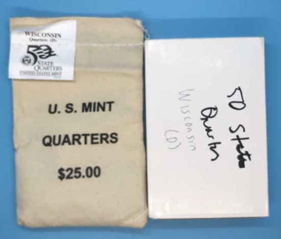 $25.00 U. S. Mint State Quarters--Wisconsin (D)--