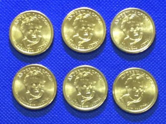 (6) U. S. Mint Presidential Dollar Coins, Golden