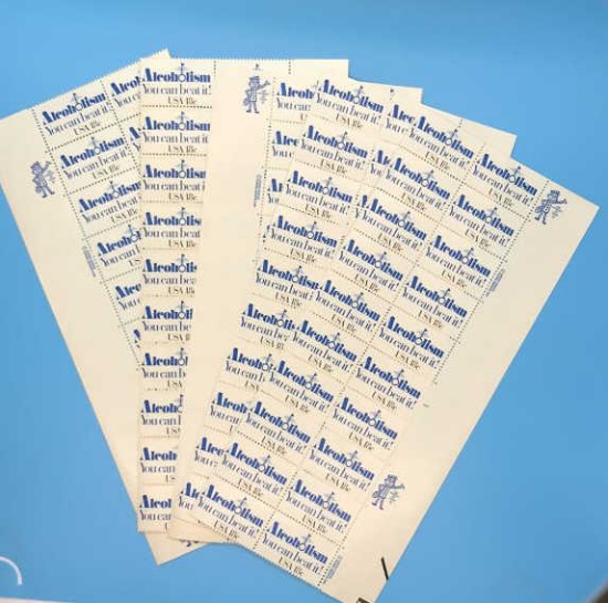 (100) U. S. 18 Cent Postage Stamps--Alcoholism