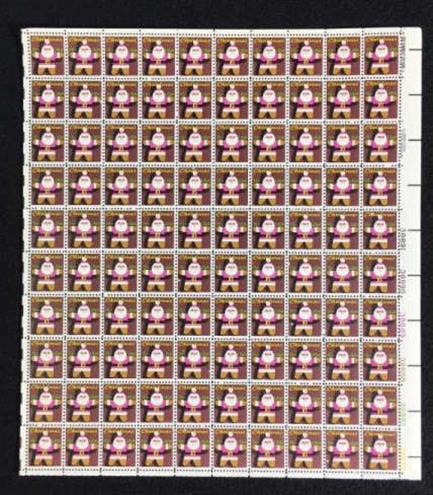 (100) 1979 Santa Claus Ornament Stamps--15 Cents