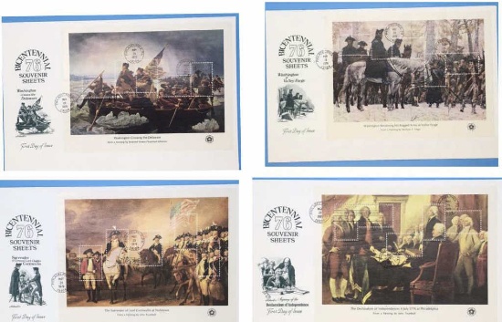 (4) American Bicentennial 76 Souvenir Sheets First
