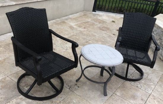 (2) Tropitone Outdoor Chairs, (1) Table