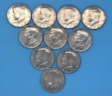 (10) 1972 U. S. Kennedy Half Dollars: (6) D Mint