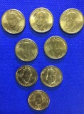 (8) U. S. Mint Presidential Dollar Coins, Golden