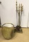 Brass Fireplace Tool Set & Brass Magazine/Log