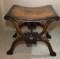 Mahogany Ornate Bench with Brass Mounts--Signed