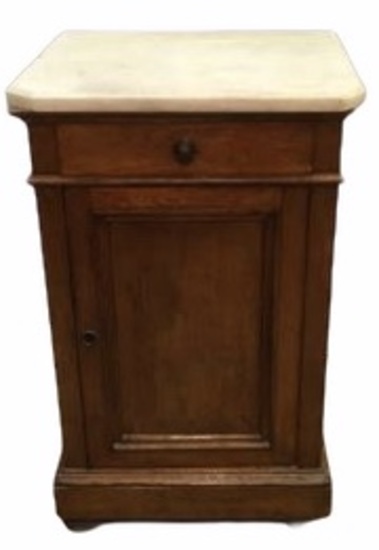Marble Top Walnut Half Commode, One