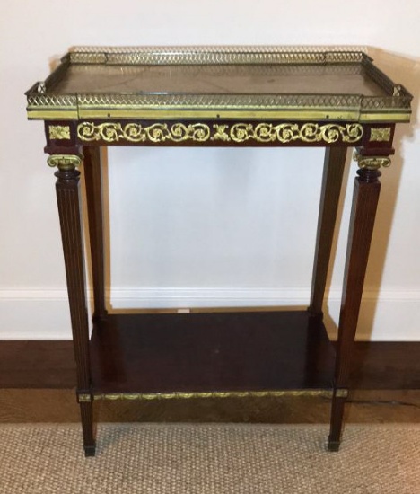 Side Table with Brass Decorations - 25” x 15”,