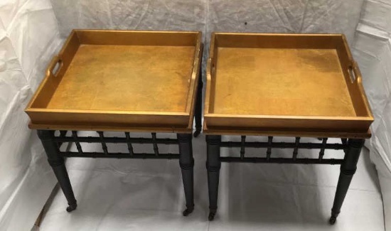 (2) Bunching Tables on Metal Casters--27 1/2"