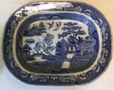 Antique Blue Willow Platter, Staffordshire