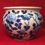 Antique Chinese Blue & White Jardiniere--11 1/2