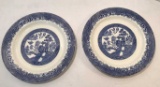 (2) Antique English Blue Willow 10 1/8