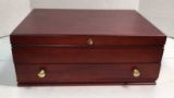 Wooden Lift-Top Silver Chest with Brass