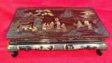 Chinese Hand Painted Black Lacquer Tray/Stand--
