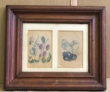 (2) Antique Prints in Antique Wood Frame--16 1/2x